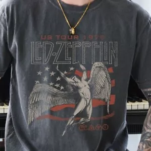 T-shirt Led Zeppelin USA Tour 1975 Rock n Roll Band Comfort Colori 1717 - Foto 1 di 6