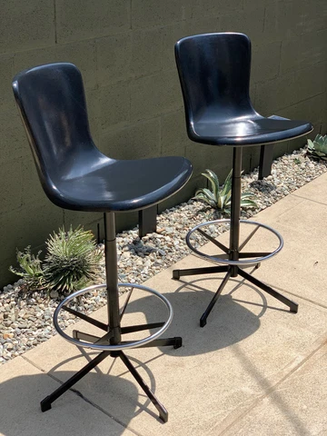 Vintage MCM Cosco bar stool set, black fiberglass, Herman Miller era Cover