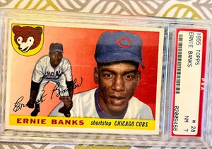 1955 Topps #28 Ernie Banks Cubs HOF PSA 7 GORGEOUS - Picture 1 of 2