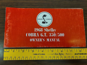 1968 Ford SHELBY COBRA GT 350 500 Owners Glove Box Instruction Manual - Repro