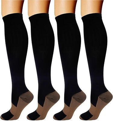 (4 pares) Calcetines de compresión de cobre 20-30 mmHg soporte graduado para hombres mujeres S-XXL Foto 1 de 4