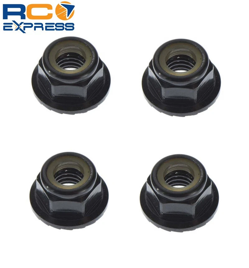 Tekno RC M5 Locknuts Aluminum/Flanged/Serrated Black (4 TKR1215 - Image 1 of 1
