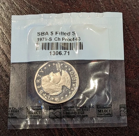 1979-S Susan B Anthony SBA Proof Dollar Type 1 Filled S Error Littleton!!!!! Cover