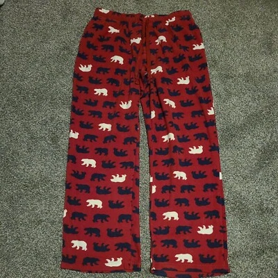 Croft Barrow Hombres L Rojo Polar Pantalones para Dormir Osos Negro Blanco Bolsillos Polares Foto 1 de 4