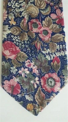 Max Raab Men's Floral Neck Tie 100% Cotton Multi-Color Wide Wide 3 7/8" x 58" - Image 1 of 3