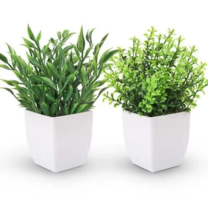2 Pack Potted Fake Plants Mini Artificial Plants for Home Office Table Room - Picture 1 of 6