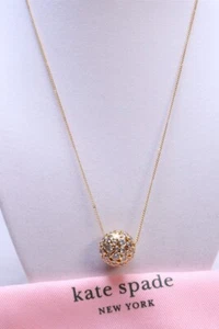 Kate Spade Gold Tone Cubic Zirconia On The Dot Sphere Necklace $78 New - Picture 1 of 4