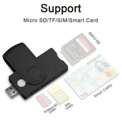 Tragbarer USB 2.0-Speicherkartenleser SD TF SIM Smart Card Reader Adapter Hub XY - Bild 1 von 4