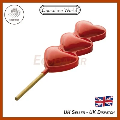 CF1103 Chocolate World Professional Polycarbonate Lollipop Stacked Hearts Mould - Image 1 of 4