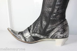 FRU.IT All Leather Black and Silver Sharp Boots T36.5 TBE - Picture 1 of 11