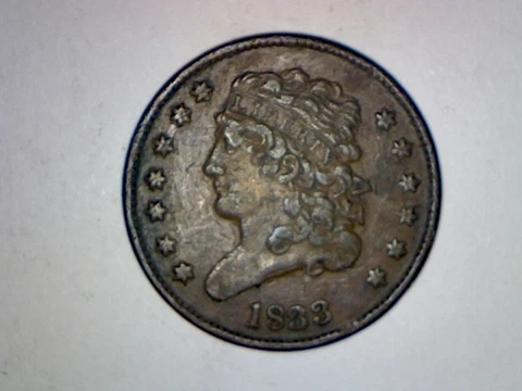 1833 HALF CENT XF CONDITION Cover
