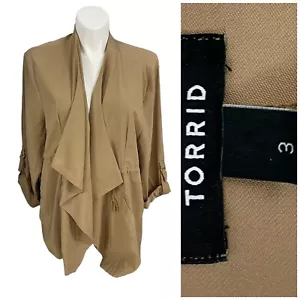 Blazer Torrid Mujer 3X Marrón Cascada Anorak Safari Trabajo Oficina Informal Elegante - Imagen 1 de 13