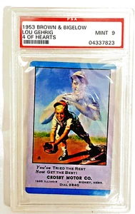 1953 Brown & Bigelow Lou Gehrig 4 Of Hearts PSA 9 - Picture 1 of 2
