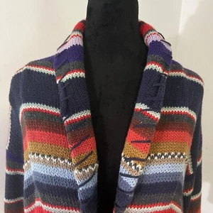 Cárdigan Suéter Denim & Co Para Mujer Rayas De Colección Colorido Boho Grunge Cottage - Imagen 1 de 8