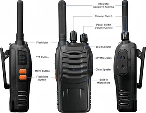 2-pak USB Akumulatorowe Walkie Talkie, Radiotelefony dwukierunkowe o zasięgu 3 mil, Ręczne P - Zdjęcie 1 z 6
