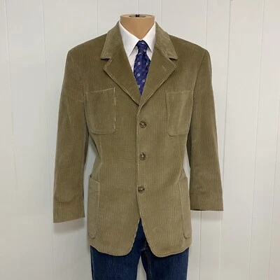 Abrigo deportivo Joseph Lyman Blazer 46R marrón ancho pana de ballena 3 bolsillos parche Foto 1 de 4