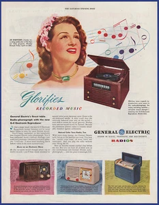 Pubblicità stampa anni 40 Jo Stafford modelli radio GENERAL ELECTRIC vintage 1946 303 111 260 - Foto 1 di 1