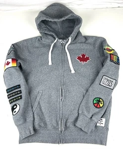 Roots Canada Hoodie Sweatshirt Gray XS Logo Patches Maple Leaf - Picture 1 of 6