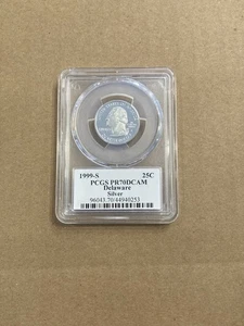 1999-S Delaware Silver Proof Quarter PR70 DCAM PCGS Flag Label  - Picture 1 of 2