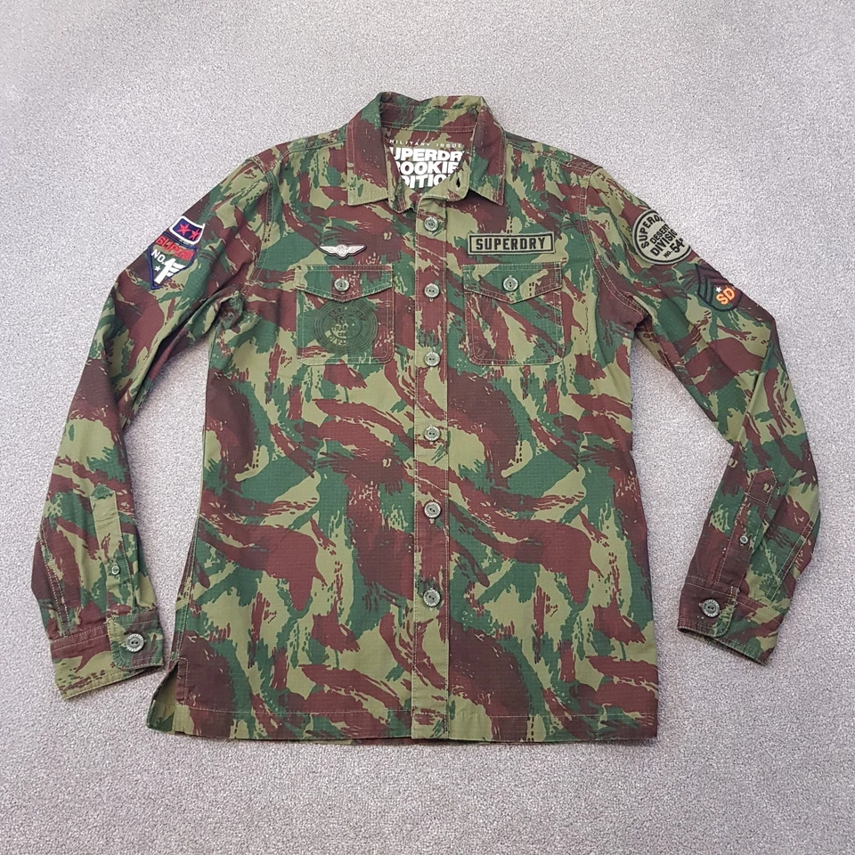 Superdry Hombre Camisa Grande Camuflada Militar Sobrecamisa Utility Field Ripstop Rookie Foto 1 de 4