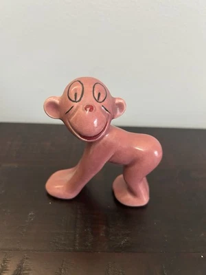 Figura de cerámica mono rosa vintage rara años 50 a 60 Foto 1 de 3