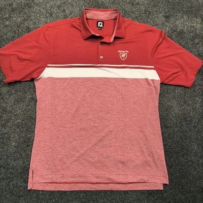 Camisa de golf Foot Joy para hombre XXL roja manga corta a rayas logotipo bordado de Edimburgo Foto 1 de 4