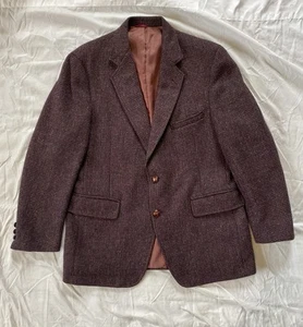 1950s VTG 42R Harris Tweed Scotland Wool Purple Maroon Blazer Sport Coat Jacket - Picture 1 of 12