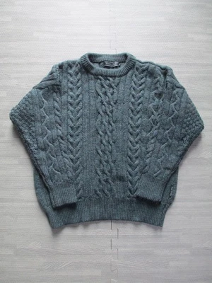 Suéter Woolovers Jersey Para Hombres Pequeño Verde 100% Lana Británica Grueso Tejido con Cable Foto 1 de 4