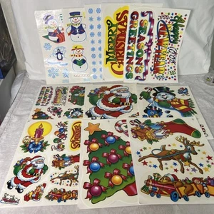 Lot 11 Sheets Super Signs VTG Christmas New Years Static Cling Window Decoration - Picture 1 of 13