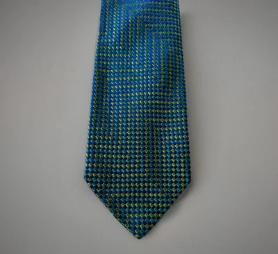 Savile Row Richard James Silk Green Blue Geometric Woven Men's Necktie - Image 1 of 4