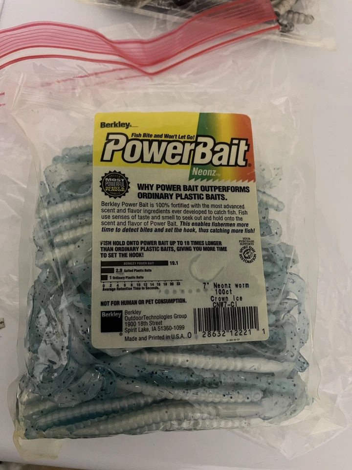 Powerbait 7 pulgadas Power Worm 100pk Crown Ice raro color descontinuado Foto 1 de 1