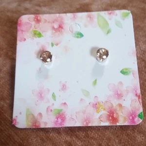 PENDIENTES REDONDOS ZAFIRO MORGANITA MELOCOTÓN DORADO 5x3MM PLATA DE LEY .925  - Imagen 1 de 7