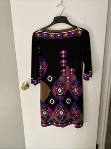 Donna Morgan Women Geometric Design Black Casual Dress Size 10 - Picture 1 of 7