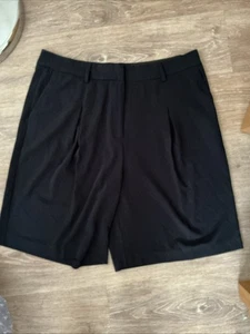 Marks And Spencer Pleat Front Long Shorts Size 16 Navy Blue - Picture 1 of 3