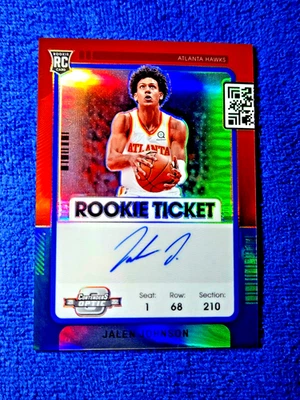 2021-22 Contenders Optic Jalen Johnson Prizm Rookie Ticket Autograph Blue /35 - Image 1 of 4