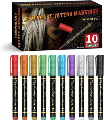 10 Colors Temporary Tattoo Markers Set, 2026 New Temporary Tattoo Pens - image 1 of 4