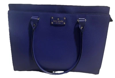 Lindo Bolso de Mano Bolso XL Kate Spade Wellesley Durham Cartera Cuero Azul Foto 1 de 4