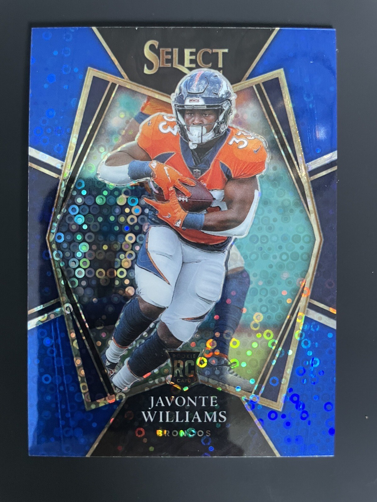 2021 Select Javonte Williams Concourse Disco Prizm Blue /25 RC Rookie Card