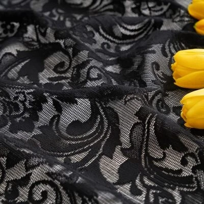 Juego de cenefas de cocina de encaje negro 3 piezas cortinas de café góticas 36"" Foto 1 de 4