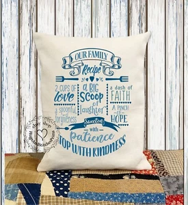 Primitive Farmhouse Family Recipe Fabric Pillow #1127 - Picture 1 of 6