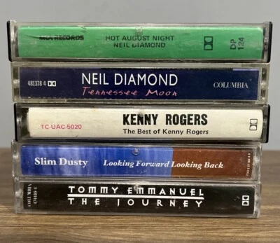 Music Cassette Tapes x 5 Neil Diamond, Kenny Rogers, Slim Dusty, Tommy Emmanuel - Image 1 of 4