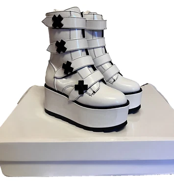NOVO YRU Plataforma Gótica Botas Brancas Karma X-Storm TT Tamanho Feminino 5 - Imagem 1 de 4