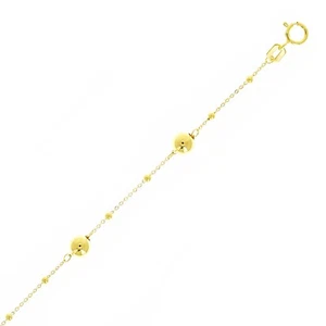Italian 14k Yellow Gold Ball Bead Station Bracelet 7" 4.9mm 1.4 grams - Picture 1 of 4