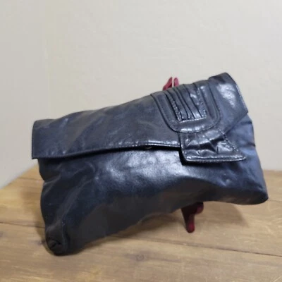 Cartera sin asas plegable de cuero sintético negro vintage Holiday Fair años 80 para mujer Foto 1 de 4