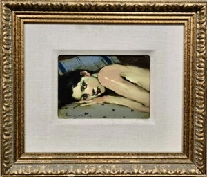 Pintura al óleo Malcolm Liepke - Niña reclinada en su lado - Imagen 1 de 8
