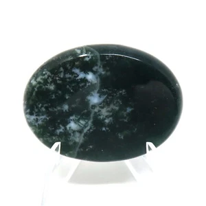 Moss Agate Worry Stone #614- 45mm x 35mm x 9mm -  Pocket Stone - Picture 1 of 6