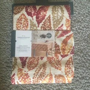 Target Threshold Autumn Gold Red Leaves Oblong 60” X 84” Cotton Tablecloth NEW - Picture 1 of 4