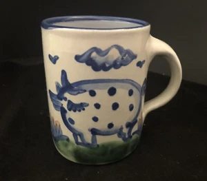 M.A. Hadley Pottery Hand Painted Folk Art Country SPOTTED PIG 10 oz MUG Signed - Picture 1 of 6