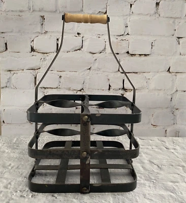 Carrito porta vino para 4 botellas metal envejecido aspecto industrial Foto 1 de 4