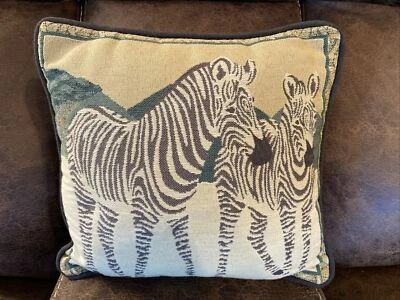 "Almohada tapiz cebra vintage RARA de los años 90 ~ 12""x11""" Foto 1 de 4